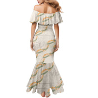 Aloha Pakalana and Puakenikeni Lei Family Matching Mermaid Dress and Hawaiian Shirt Beige Hawaiian Pattern LT9 - Polynesian Pride