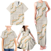 Aloha Pakalana and Puakenikeni Lei Family Matching Tank Maxi Dress and Hawaiian Shirt Beige Hawaiian Pattern LT9 - Polynesian Pride