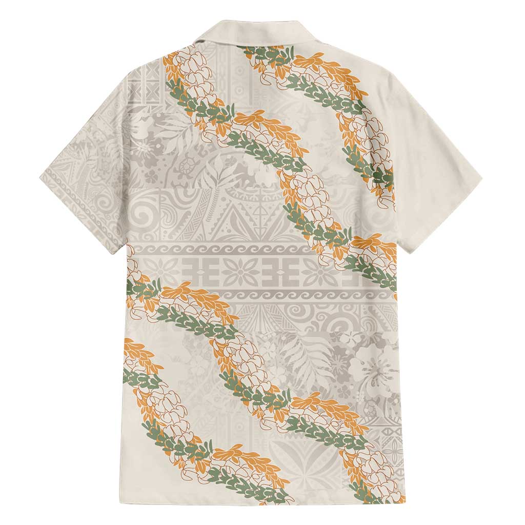 Aloha Pakalana and Puakenikeni Lei Family Matching Tank Maxi Dress and Hawaiian Shirt Beige Hawaiian Pattern LT9 - Polynesian Pride