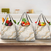 Aloha Pakalana and Puakenikeni Lei Grocery Bag Beige Hawaiian Pattern LT9 3-pack One Size Beige - Polynesian Pride