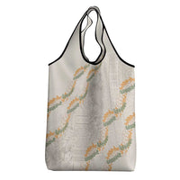 Aloha Pakalana and Puakenikeni Lei Grocery Bag Beige Hawaiian Pattern LT9 - Polynesian Pride