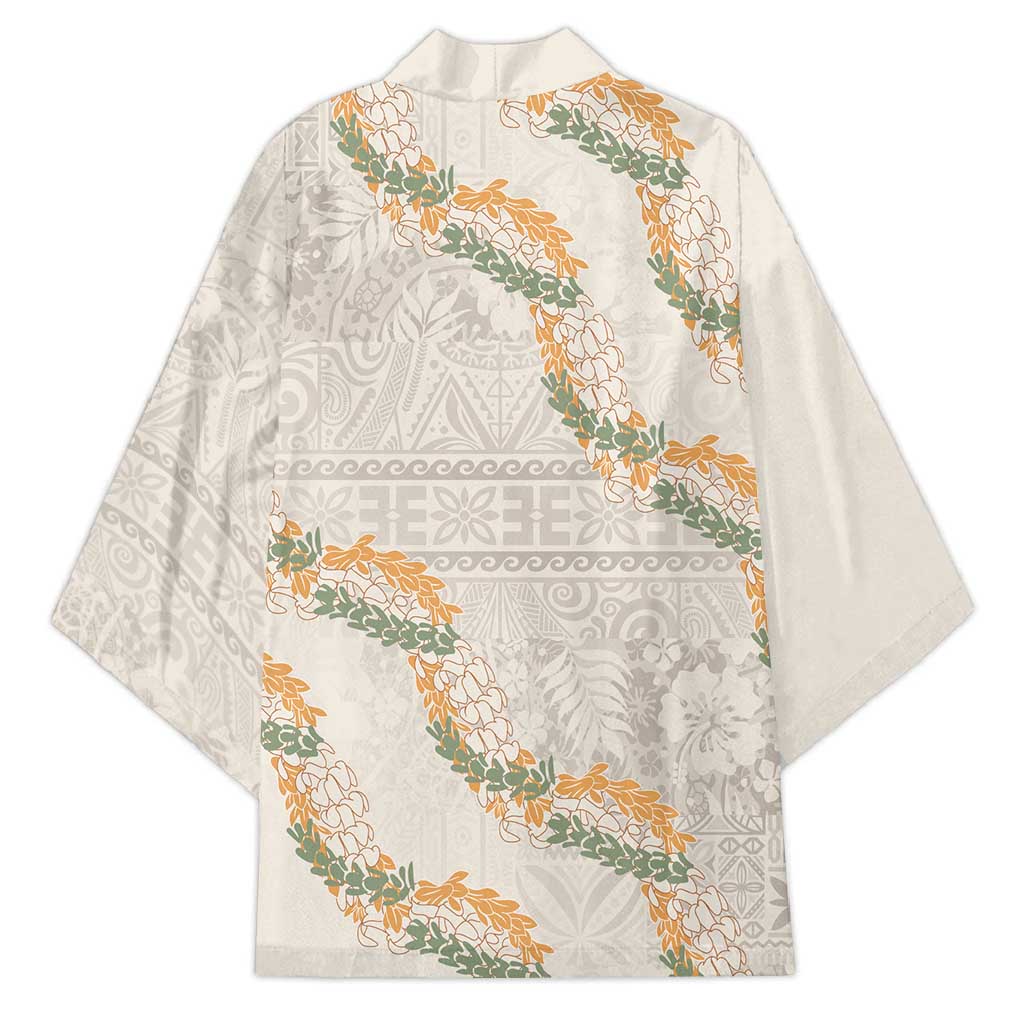 Aloha Pakalana and Puakenikeni Lei Kimono Beige Hawaiian Pattern - Polynesian Pride