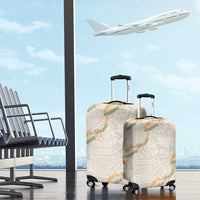 Aloha Pakalana and Puakenikeni Lei Luggage Cover Beige Hawaiian Pattern