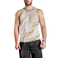 Aloha Pakalana and Puakenikeni Lei Men Tank Top Beige Hawaiian Pattern LT9 - Polynesian Pride