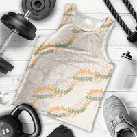 Aloha Pakalana and Puakenikeni Lei Men Tank Top Beige Hawaiian Pattern LT9 - Polynesian Pride