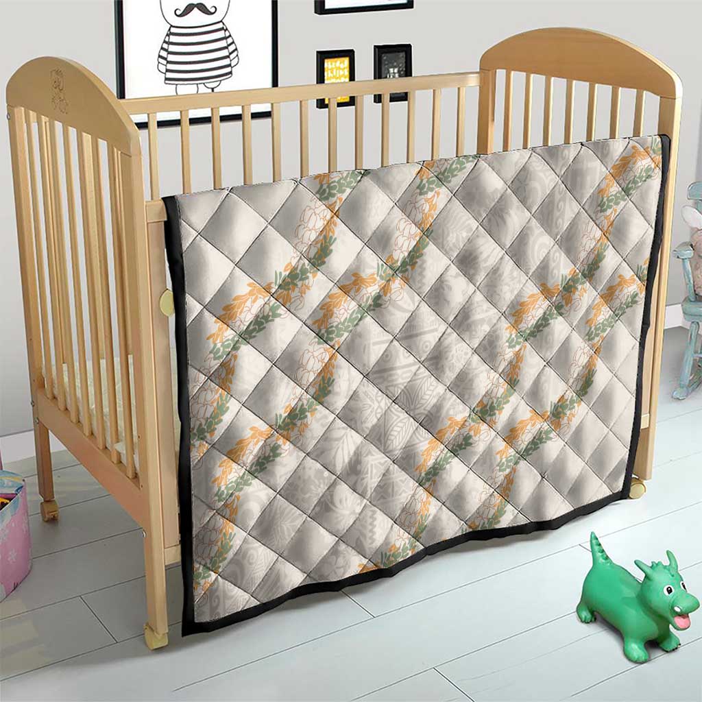 Aloha Pakalana and Puakenikeni Lei Quilt Beige Hawaiian Pattern