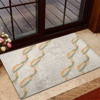 Aloha Pakalana and Puakenikeni Lei Rubber Doormat Beige Hawaiian Pattern