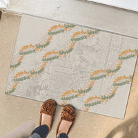 Aloha Pakalana and Puakenikeni Lei Rubber Doormat Beige Hawaiian Pattern