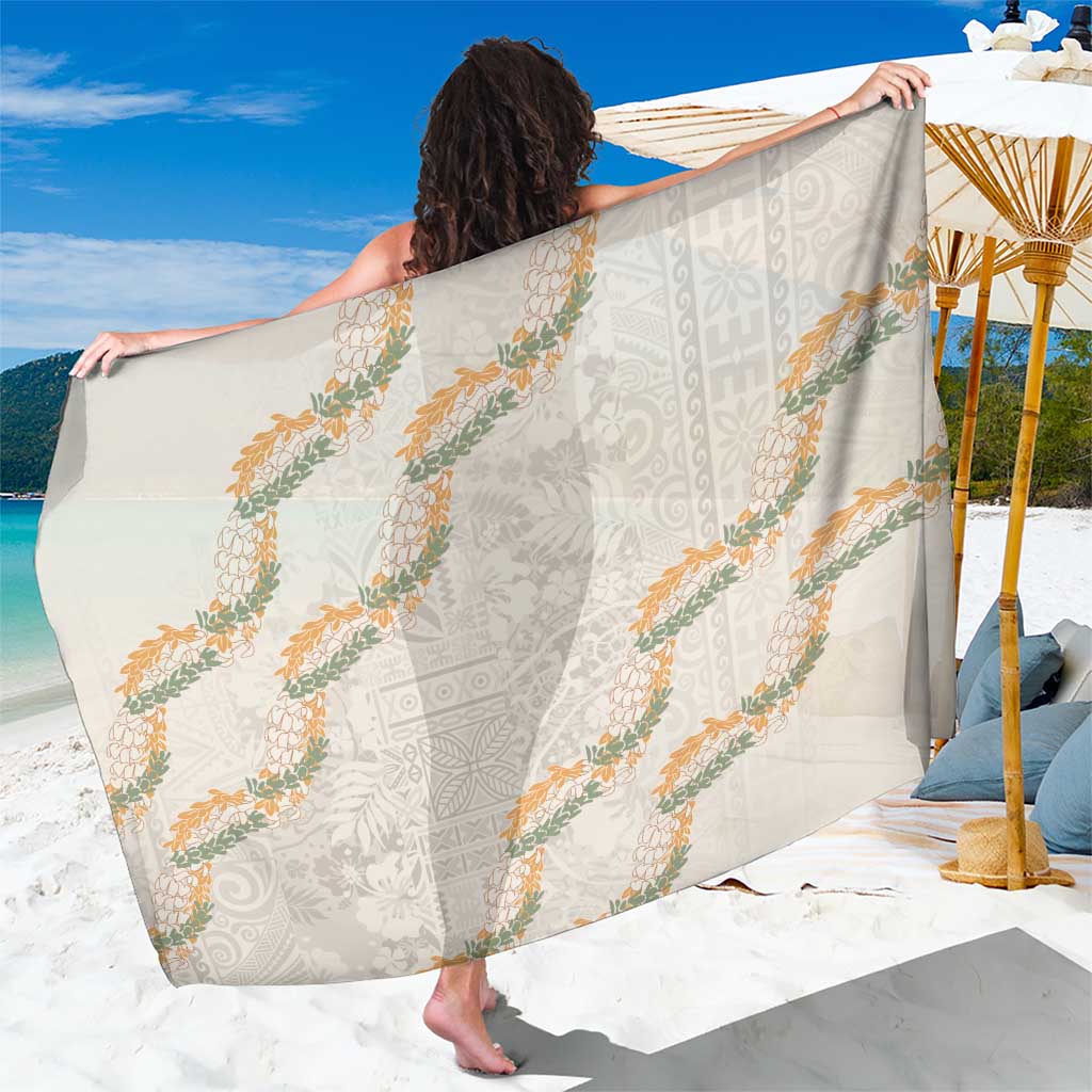 Aloha Pakalana and Puakenikeni Lei Sarong Beige Hawaiian Pattern