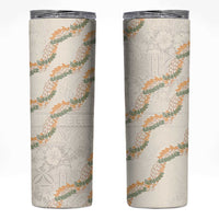 Aloha Pakalana and Puakenikeni Lei Skinny Tumbler Beige Hawaiian Pattern