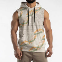 Aloha Pakalana and Puakenikeni Lei Sleeveless Hoodie Beige Hawaiian Pattern - Polynesian Pride