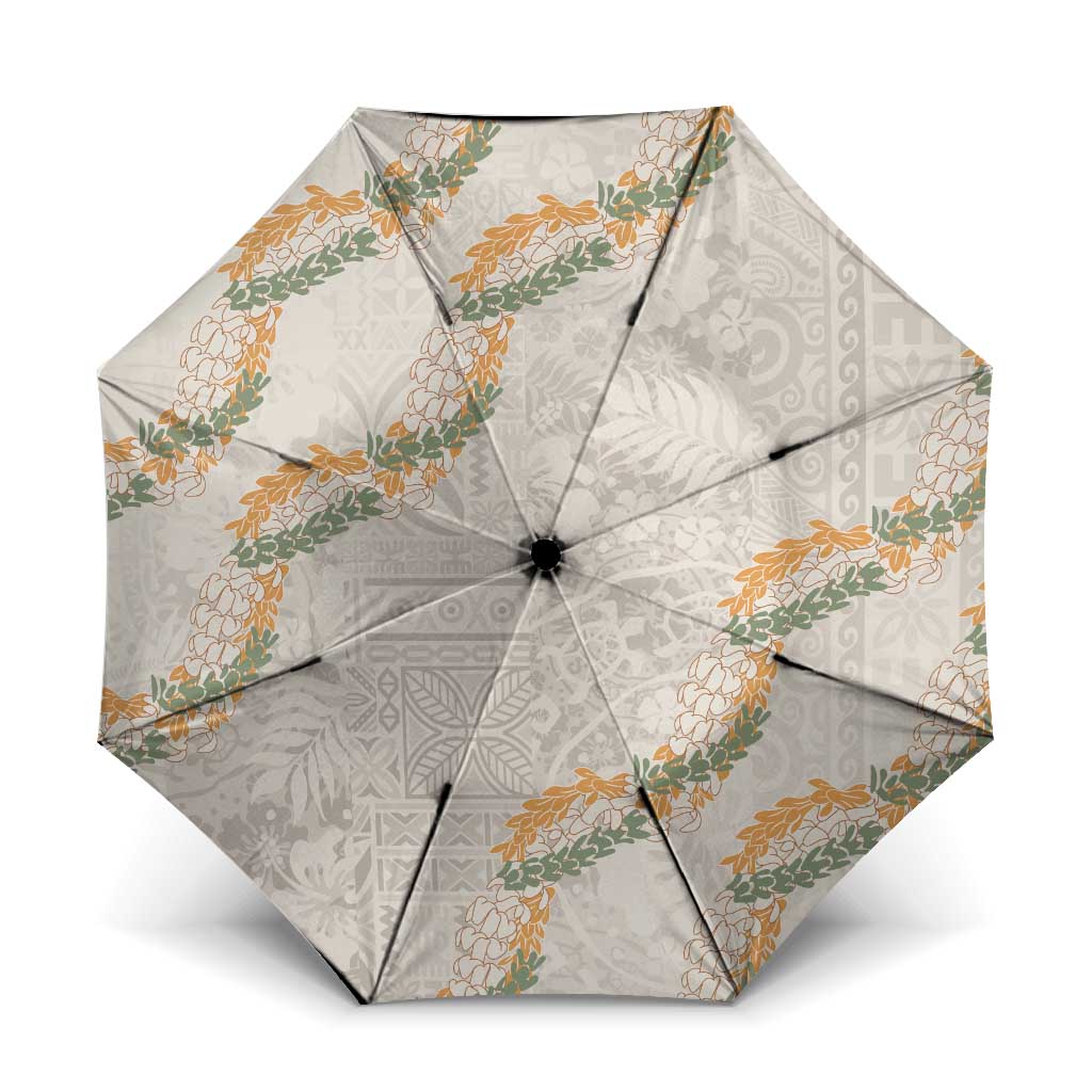 Aloha Pakalana and Puakenikeni Lei Umbrella Beige Hawaiian Pattern - Polynesian Pride