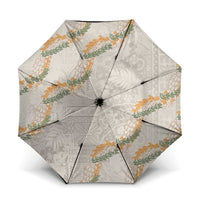 Aloha Pakalana and Puakenikeni Lei Umbrella Beige Hawaiian Pattern - Polynesian Pride