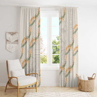 Aloha Pakalana and Puakenikeni Lei Window Curtain Beige Hawaiian Pattern
