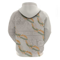 Aloha Pakalana and Puakenikeni Lei Zip Hoodie Beige Hawaiian Pattern