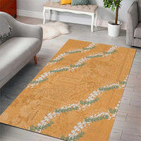 Aloha Pakalana and Puakenikeni Lei Area Rug Gold Hawaiian Pattern