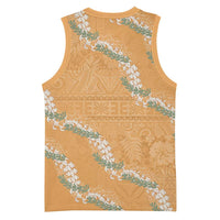 Aloha Pakalana and Puakenikeni Lei Basketball Jersey Gold Hawaiian Pattern - Polynesian Pride