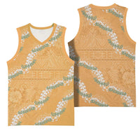 Aloha Pakalana and Puakenikeni Lei Basketball Jersey Gold Hawaiian Pattern - Polynesian Pride