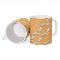Aloha Pakalana and Puakenikeni Lei Ceramic Mug Gold Hawaiian Pattern - Polynesian Pride