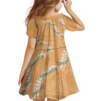 Aloha Pakalana and Puakenikeni Lei Family Matching Off Shoulder Short Dress and Hawaiian Shirt Gold Hawaiian Pattern LT9 - Polynesian Pride