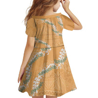 Aloha Pakalana and Puakenikeni Lei Family Matching Short Sleeve Bodycon Dress and Hawaiian Shirt Gold Hawaiian Pattern LT9 - Polynesian Pride