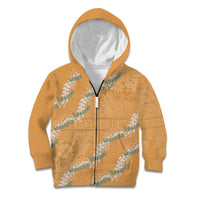 Aloha Pakalana and Puakenikeni Lei Kid Hoodie Gold Hawaiian Pattern