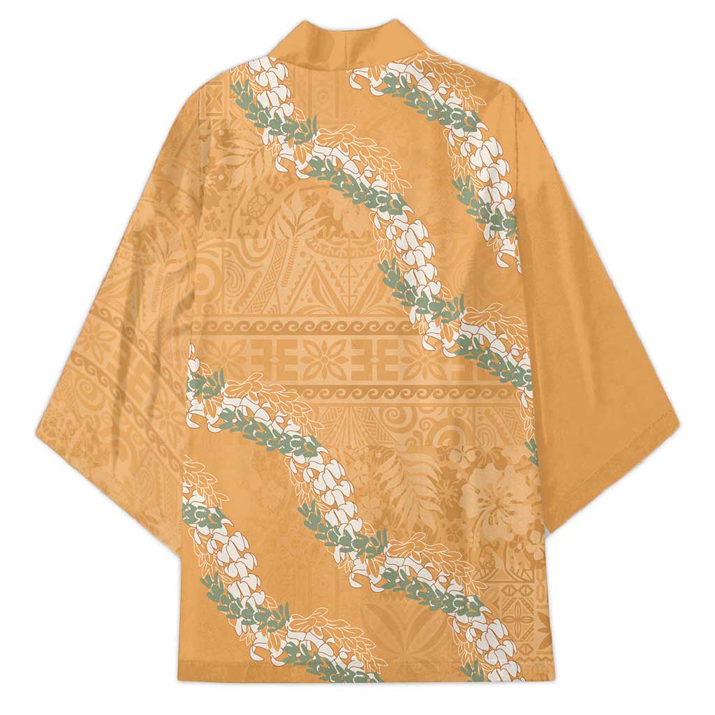 Aloha Pakalana and Puakenikeni Lei Kimono Gold Hawaiian Pattern - Polynesian Pride