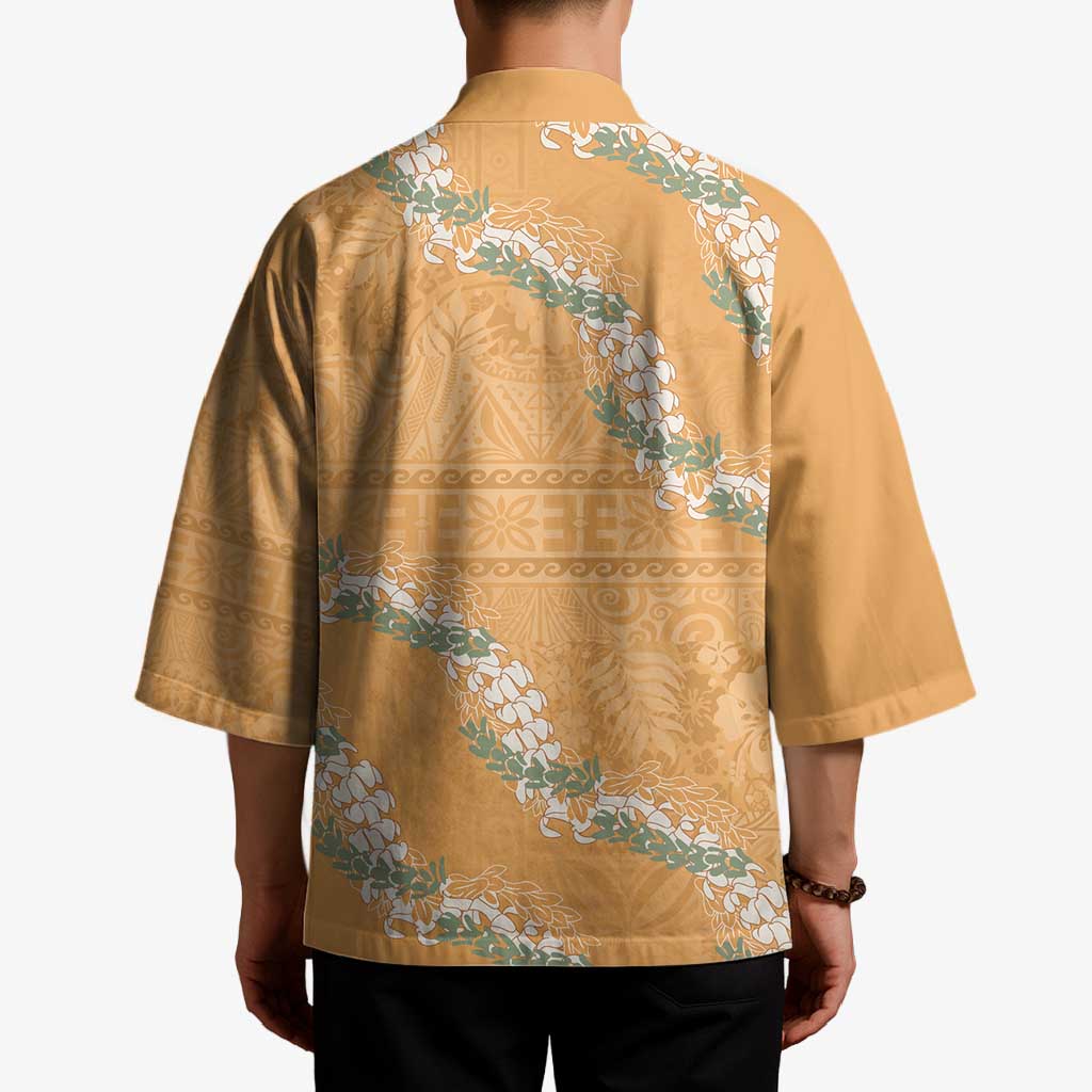 Aloha Pakalana and Puakenikeni Lei Kimono Gold Hawaiian Pattern - Polynesian Pride