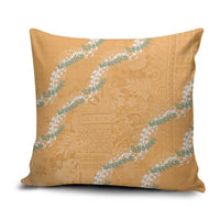 Aloha Pakalana and Puakenikeni Lei Pillow Cover Gold Hawaiian Pattern - Polynesian Pride