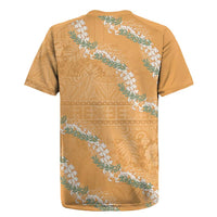 Aloha Pakalana and Puakenikeni Lei Rugby Jersey Gold Hawaiian Pattern