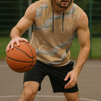 Aloha Pakalana and Puakenikeni Lei Sleeveless Hoodie Gold Hawaiian Pattern - Polynesian Pride