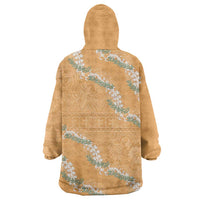 Aloha Pakalana and Puakenikeni Lei Wearable Blanket Hoodie Gold Hawaiian Pattern