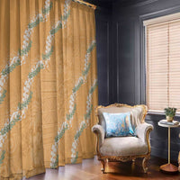 Aloha Pakalana and Puakenikeni Lei Window Curtain Gold Hawaiian Pattern