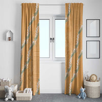 Aloha Pakalana and Puakenikeni Lei Window Curtain Gold Hawaiian Pattern