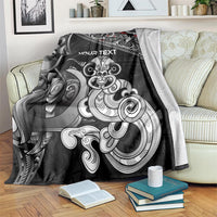 Personalised New Zealand Potae Pango Cricket Blanket Special Maori Hei Tiki Tribal Tattoo LT9 Black - Polynesian Pride