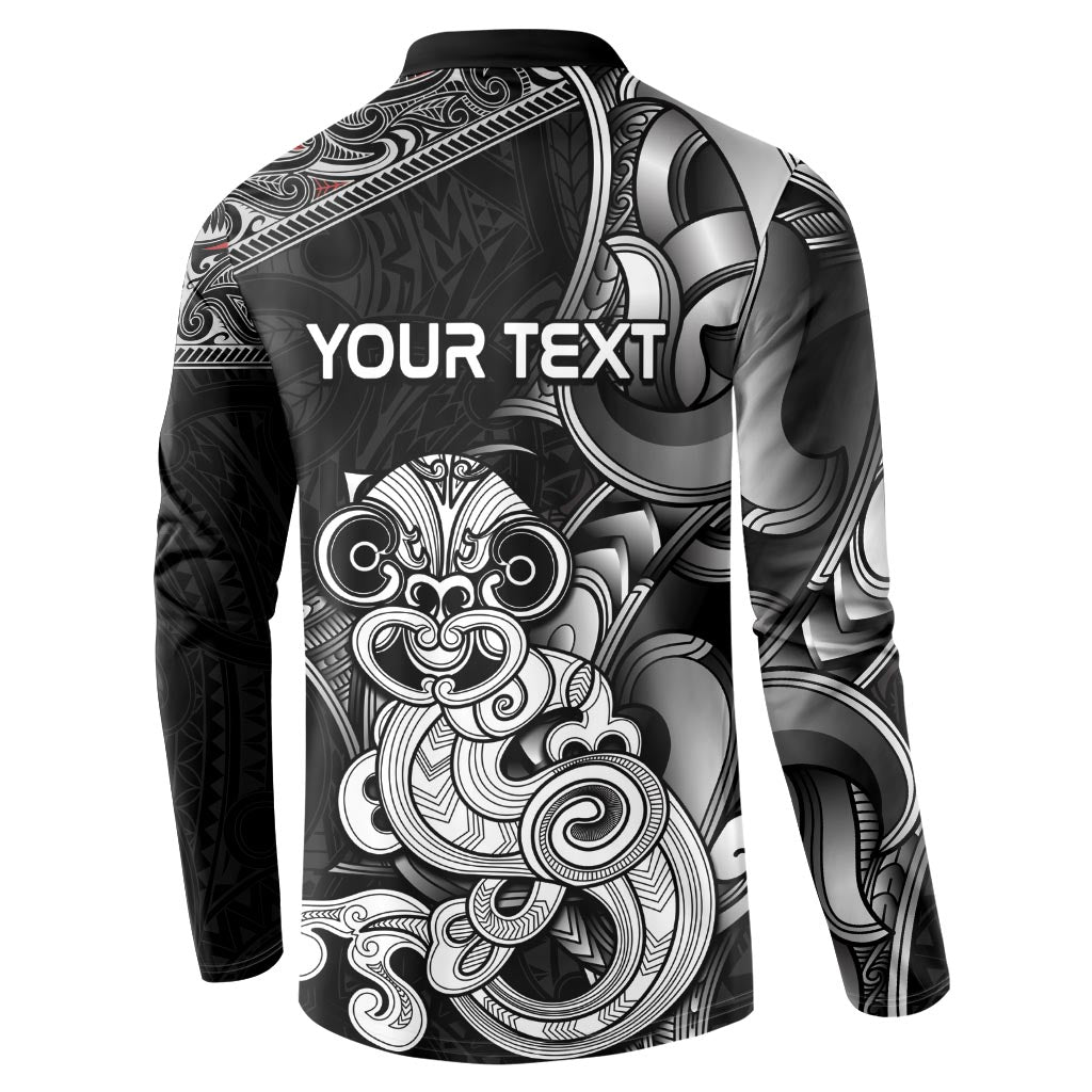 Personalised New Zealand Potae Pango Cricket Button Sweatshirt Special Maori Hei Tiki Tribal Tattoo LT9 - Polynesian Pride