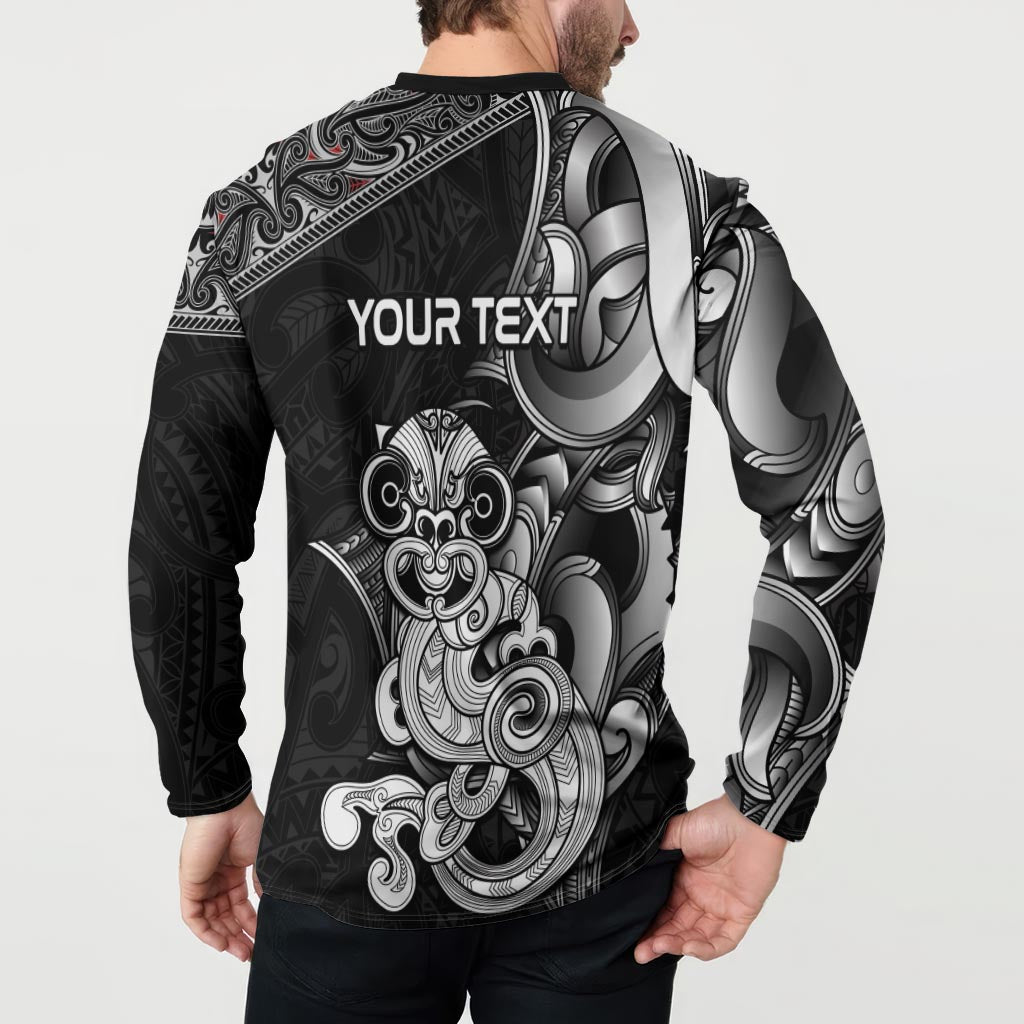Personalised New Zealand Potae Pango Cricket Button Sweatshirt Special Maori Hei Tiki Tribal Tattoo LT9 - Polynesian Pride