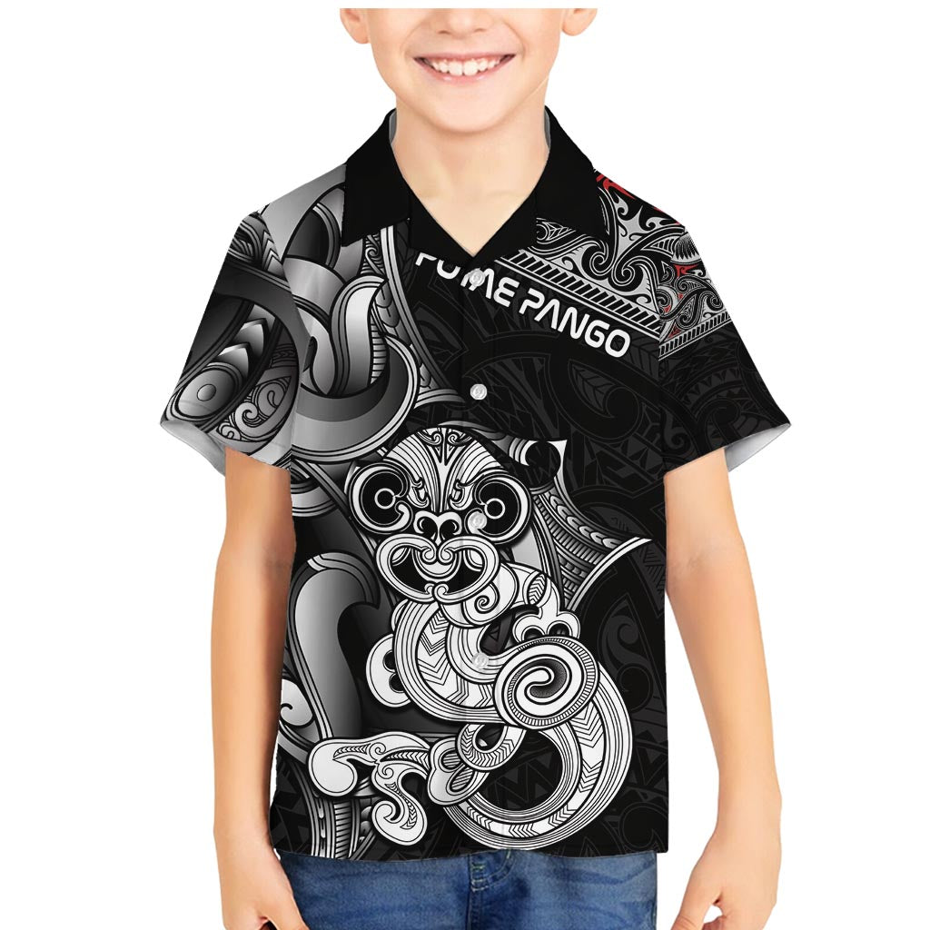 Personalised New Zealand Potae Pango Cricket Family Matching Mermaid Dress and Hawaiian Shirt Special Maori Hei Tiki Tribal Tattoo LT9 Son's Shirt Black - Polynesian Pride
