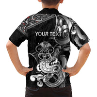 Personalised New Zealand Potae Pango Cricket Family Matching Off Shoulder Short Dress and Hawaiian Shirt Special Maori Hei Tiki Tribal Tattoo LT9 - Polynesian Pride