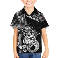 Personalised New Zealand Potae Pango Cricket Family Matching Puletasi and Hawaiian Shirt Special Maori Hei Tiki Tribal Tattoo LT9 Son's Shirt Black - Polynesian Pride