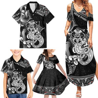 Personalised New Zealand Potae Pango Cricket Family Matching Summer Maxi Dress and Hawaiian Shirt Special Maori Hei Tiki Tribal Tattoo LT9 - Polynesian Pride