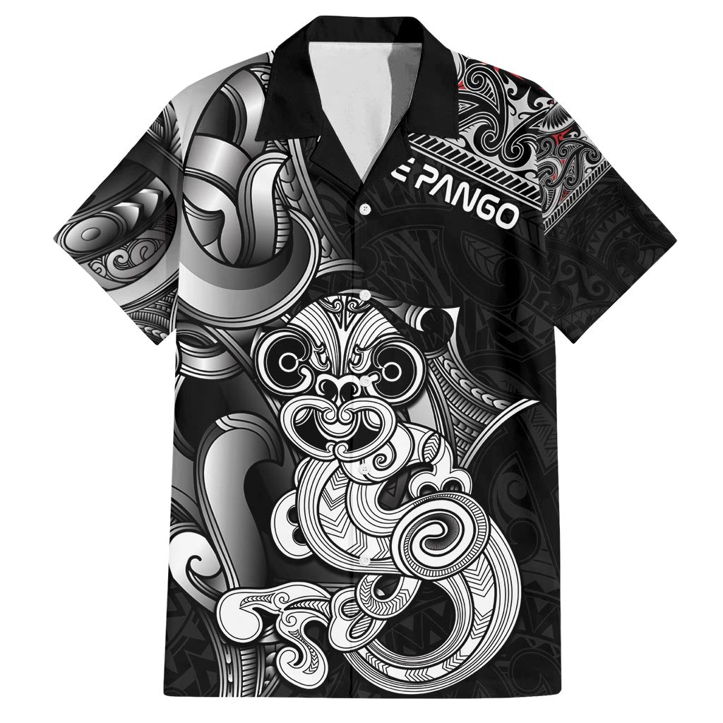 Personalised New Zealand Potae Pango Cricket Family Matching Summer Maxi Dress and Hawaiian Shirt Special Maori Hei Tiki Tribal Tattoo LT9 Dad's Shirt - Short Sleeve Black - Polynesian Pride
