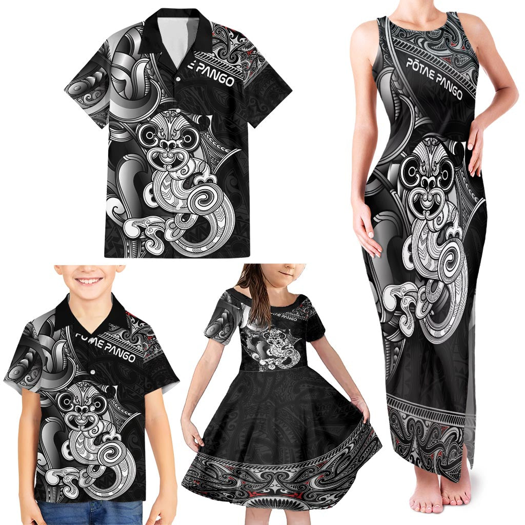 Personalised New Zealand Potae Pango Cricket Family Matching Tank Maxi Dress and Hawaiian Shirt Special Maori Hei Tiki Tribal Tattoo LT9 - Polynesian Pride