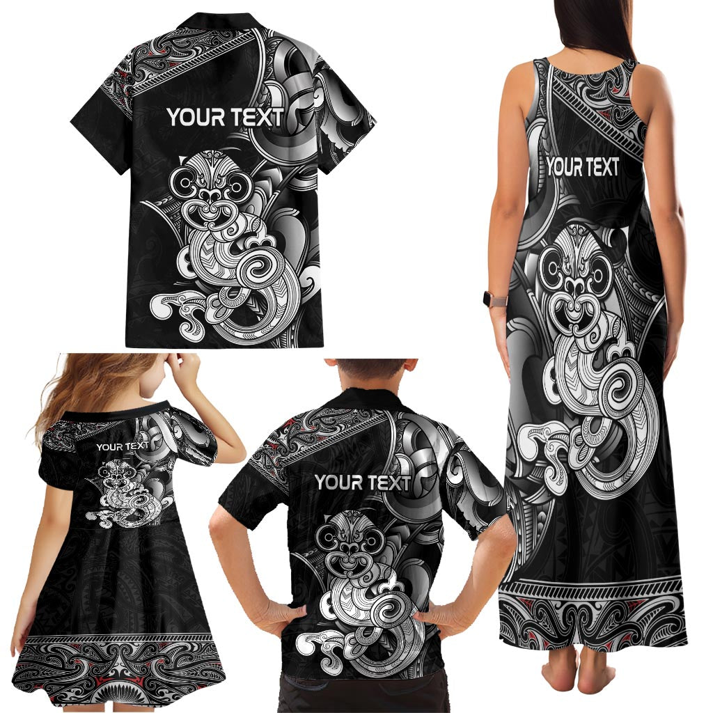 Personalised New Zealand Potae Pango Cricket Family Matching Tank Maxi Dress and Hawaiian Shirt Special Maori Hei Tiki Tribal Tattoo LT9 - Polynesian Pride