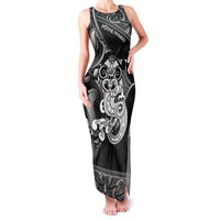 Personalised New Zealand Potae Pango Cricket Family Matching Tank Maxi Dress and Hawaiian Shirt Special Maori Hei Tiki Tribal Tattoo LT9 Mom's Dress Black - Polynesian Pride