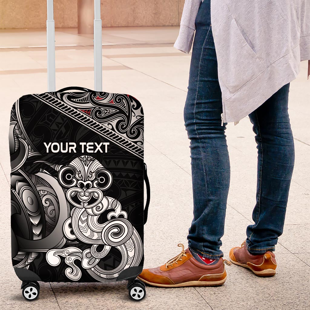 Personalised New Zealand Potae Pango Cricket Luggage Cover Special Maori Hei Tiki Tribal Tattoo