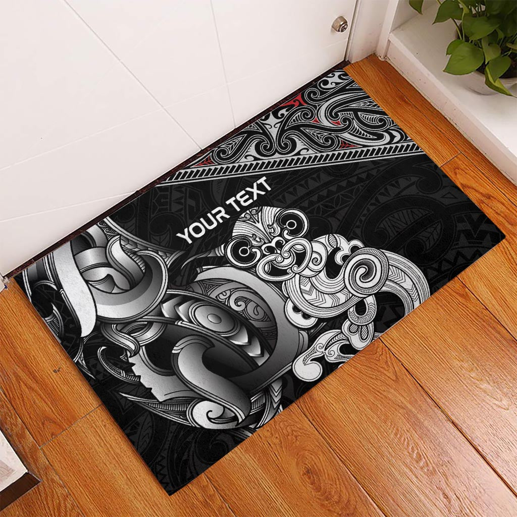 Personalised New Zealand Potae Pango Cricket Rubber Doormat Special Maori Hei Tiki Tribal Tattoo LT9 - Polynesian Pride