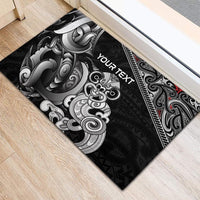 Personalised New Zealand Potae Pango Cricket Rubber Doormat Special Maori Hei Tiki Tribal Tattoo LT9 - Polynesian Pride