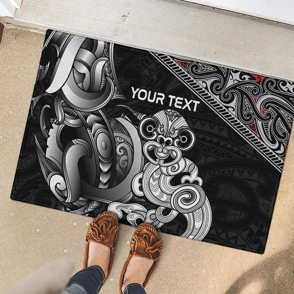 Personalised New Zealand Potae Pango Cricket Rubber Doormat Special Maori Hei Tiki Tribal Tattoo LT9 - Polynesian Pride