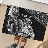 Personalised New Zealand Potae Pango Cricket Rubber Doormat Special Maori Hei Tiki Tribal Tattoo LT9 - Polynesian Pride